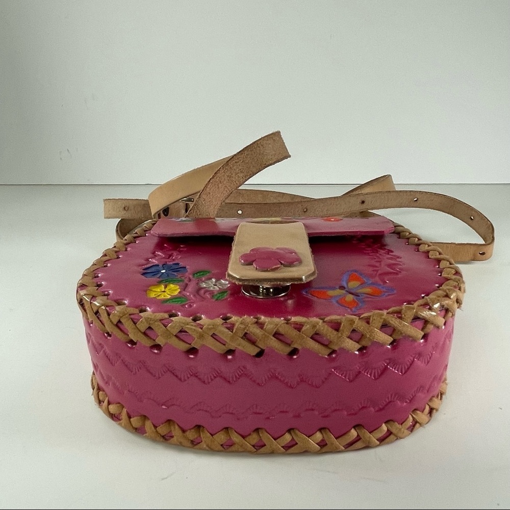 Tooled Pink Leather Mini Cross Body Bag - Picture 9 of 13